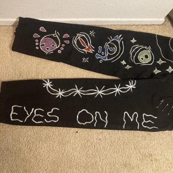 Cotton On Grunge Upcycled Hand Painted Jeans - Picture 5 of 7